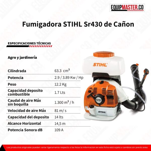 Fumigadora STIHL Sr430 de Cañon Equipmaster co