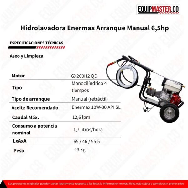 Hidrolavadora Enermax Arranque Manual Hp