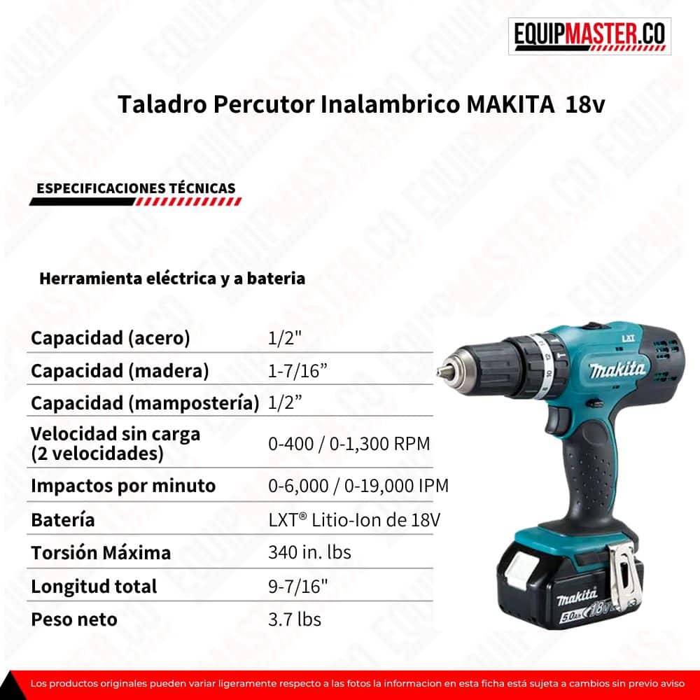 Taladro Percutor MAKITA DHP453SYE - Equipmaster