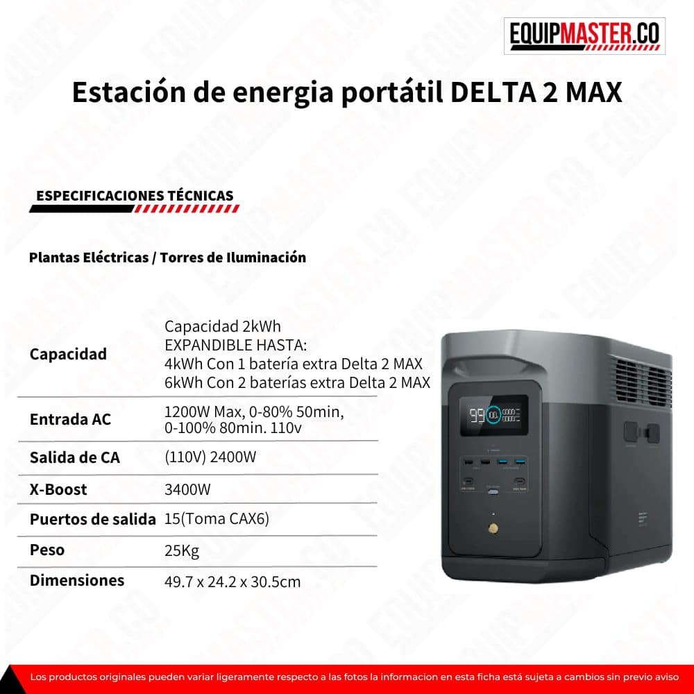 Estación de Energía Portátil 2400W EcoFlow Delta 2 MAX