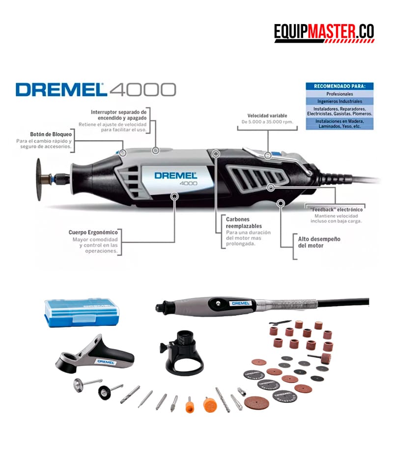 Mototool DREMEL F0134000NA con 36 accesorios - Equipmaster